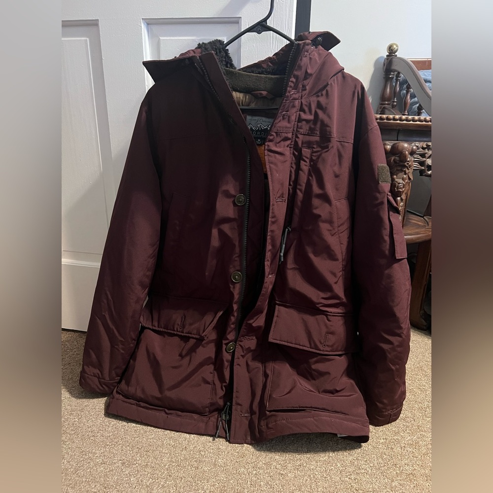J crew burgundy Nordic parka size medium